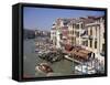 The Grand Canal from the Rialto Bridge, Venice, Veneto, Italy-Gavin Hellier-Framed Stretched Canvas