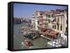 The Grand Canal from the Rialto Bridge, Venice, Veneto, Italy-Gavin Hellier-Framed Stretched Canvas