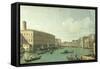 The Grand Canal from the Rialto Bridge-Canaletto-Framed Stretched Canvas