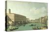 The Grand Canal from the Rialto Bridge-Canaletto-Stretched Canvas