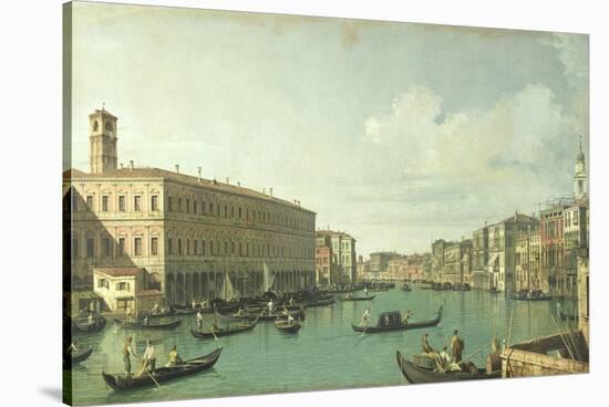 The Grand Canal from the Rialto Bridge-Canaletto-Stretched Canvas