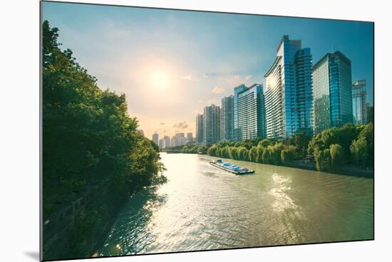The Grand Canal in Hangzhou, an ancient shipping route and direct connection between Beijing and Ha-Andreas Brandl-Mounted Photographic Print