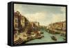 The Grand Canal Near the Rialto Bridge, Venice, C.1730-Canaletto-Framed Stretched Canvas