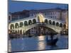 The Grand Canal, the Rialto Bridge and Gondolas at Night, Venice, Veneto, Italy-Christian Kober-Mounted Photographic Print