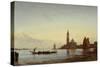 The Grand Canal, Venice (Gondola before San Giorgio), C.1865 (Oil on Panel)-Felix Ziem-Stretched Canvas