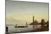 The Grand Canal, Venice (Gondola before San Giorgio), C.1865 (Oil on Panel)-Felix Ziem-Mounted Giclee Print