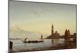 The Grand Canal, Venice (Gondola before San Giorgio), C.1865 (Oil on Panel)-Felix Ziem-Mounted Premium Giclee Print