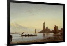 The Grand Canal, Venice (Gondola before San Giorgio), C.1865 (Oil on Panel)-Felix Ziem-Framed Giclee Print