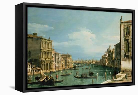 The Grand Canal Venice Looking East from the Campo Di San Vio-Canaletto-Framed Stretched Canvas