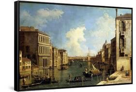 The Grand Canal, Venice, Looking East from the Campo Di San Vio-Canaletto-Framed Stretched Canvas