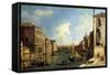 The Grand Canal, Venice, Looking East from the Campo Di San Vio-Canaletto-Framed Stretched Canvas