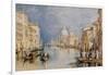 The Grand Canal, Venice, with Gondolas and Figures in the Foreground, circa 1818-JMW Turner-Framed Giclee Print