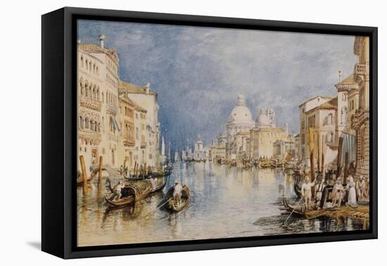 The Grand Canal, Venice, with Gondolas and Figures in the Foreground, circa 1818-JMW Turner-Framed Stretched Canvas