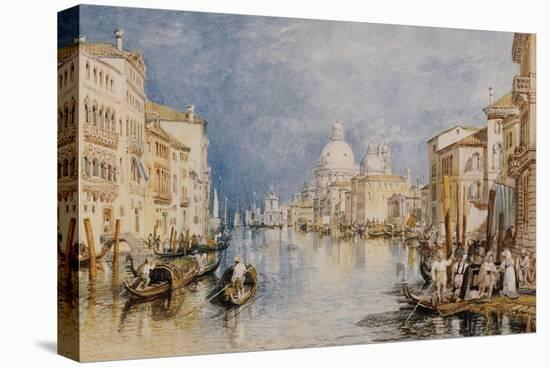 The Grand Canal, Venice, with Gondolas and Figures in the Foreground, circa 1818-JMW Turner-Stretched Canvas