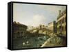 The Grand Canal, Venice, with the Rialto Bridge-Canaletto-Framed Stretched Canvas