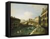 The Grand Canal, Venice, with the Rialto Bridge-Canaletto-Framed Stretched Canvas