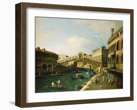 The Grand Canal, Venice, with the Rialto Bridge-Canaletto Giovanni Antonio Canal-Framed Giclee Print