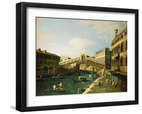 The Grand Canal, Venice, with the Rialto Bridge-Canaletto Giovanni Antonio Canal-Framed Giclee Print