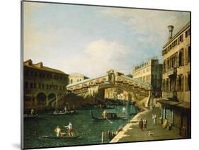 The Grand Canal, Venice, with the Rialto Bridge-Canaletto Giovanni Antonio Canal-Mounted Giclee Print