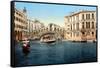 The Grand Canal with the Rialto Bridge, Venice, Italy-null-Framed Stretched Canvas