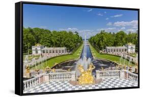 The Grand Cascade of Peterhof, Peter the Great's Palace, St. Petersburg, Russia, Europe-Michael Nolan-Framed Stretched Canvas