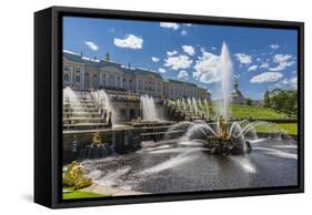 The Grand Cascade of Peterhof, Peter the Great's Palace, St. Petersburg, Russia, Europe-Michael Nolan-Framed Stretched Canvas