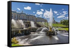 The Grand Cascade of Peterhof, Peter the Great's Palace, St. Petersburg, Russia, Europe-Michael Nolan-Framed Stretched Canvas