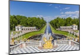 The Grand Cascade of Peterhof, Peter the Great's Palace, St. Petersburg, Russia, Europe-Michael Nolan-Mounted Photographic Print