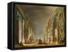 The Grand Galery of the Louvre-Hubert Robert-Framed Stretched Canvas