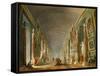 The Grand Galery of the Louvre-Hubert Robert-Framed Stretched Canvas