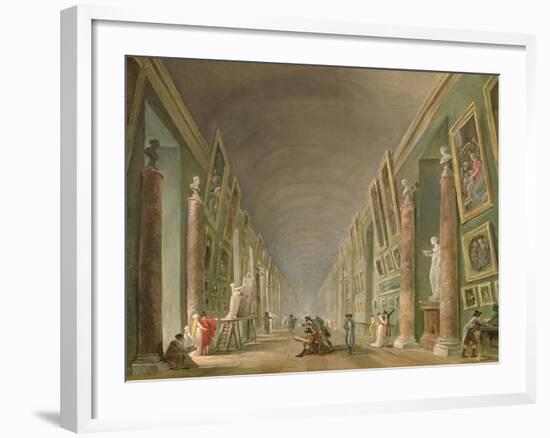 The Grand Gallery of the Louvre Between 1801 and 1805-Hubert Robert-Framed Giclee Print