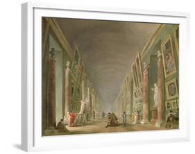 The Grand Gallery of the Louvre Between 1801 and 1805-Hubert Robert-Framed Giclee Print