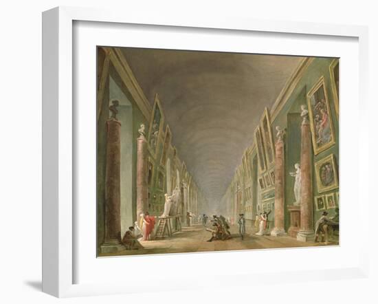 The Grand Gallery of the Louvre Between 1801 and 1805-Hubert Robert-Framed Giclee Print