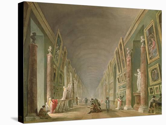 The Grand Gallery of the Louvre Between 1801 and 1805-Hubert Robert-Stretched Canvas