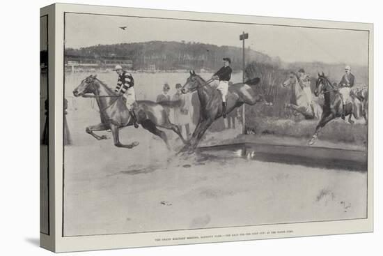 The Grand Military Meeting, Sandown Park, the Race for the Gold Cup, at the Water Jump-Cecil Aldin-Stretched Canvas