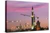 The Grand Mosque and Clock Tower at Sunset.-Jon Hicks-Stretched Canvas