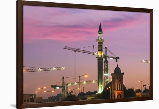 The Grand Mosque and Clock Tower at Sunset.-Jon Hicks-Framed Photographic Print