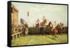 The Grand National Steeplechase: Valentine's Jump-John Sanderson Wells-Framed Stretched Canvas