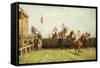 The Grand National Steeplechase: Valentine's Jump-John Sanderson Wells-Framed Stretched Canvas