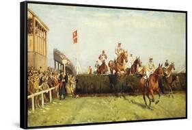 The Grand National Steeplechase: Valentine's Jump-John Sanderson Wells-Framed Stretched Canvas