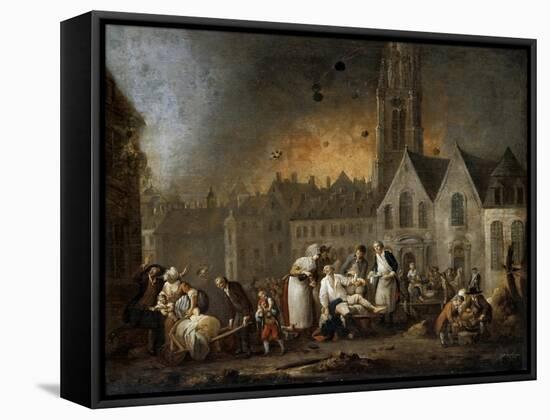 The Grand Square in Lille During the Siege of 1792-François-Louis-Joseph Watteau-Framed Stretched Canvas