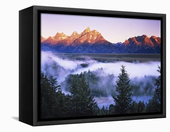 The Grand Tetons from the Snake River Overlook at Dawn, Grand Teton National Park, Wyoming, USA-Dennis Flaherty-Framed Stretched Canvas