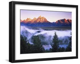 The Grand Tetons from the Snake River Overlook at Dawn, Grand Teton National Park, Wyoming, USA-Dennis Flaherty-Framed Photographic Print