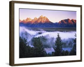 The Grand Tetons from the Snake River Overlook at Dawn, Grand Teton National Park, Wyoming, USA-Dennis Flaherty-Framed Photographic Print