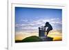 The Grape Crusher Statue agains Dramatic Sky, Napa Valley, California-George Oze-Framed Photographic Print