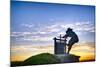 The Grape Crusher Statue agains Dramatic Sky, Napa Valley, California-George Oze-Mounted Photographic Print