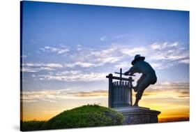 The Grape Crusher Statue agains Dramatic Sky, Napa Valley, California-George Oze-Stretched Canvas