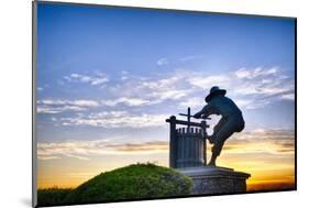 The Grape Crusher Statue agains Dramatic Sky, Napa Valley, California-George Oze-Mounted Photographic Print