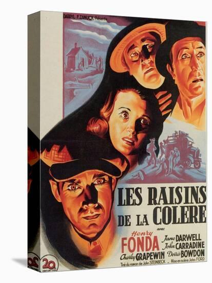 The Grapes of Wrath, French Movie Poster, 1940-null-Stretched Canvas