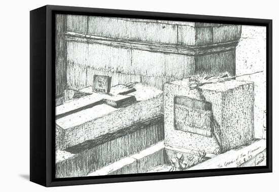 The Grave of Jim Morrison Paris, 2003, (Ink on Paper)-Vincent Alexander Booth-Framed Stretched Canvas